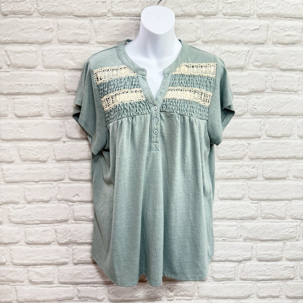 Bohemian Crochet Peasant Blouse Women's Sz S Hippy Cottage Core Ruched Lace Top - Picture 13 of 13